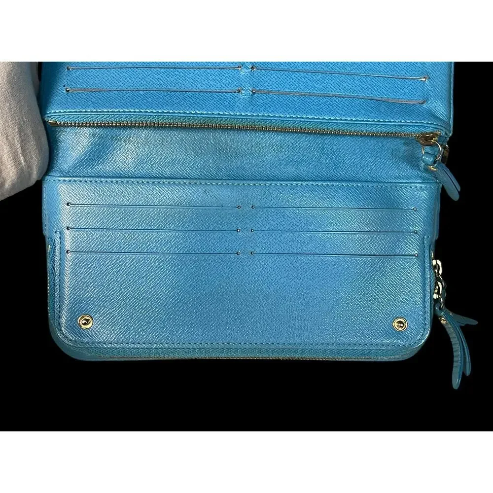 Rare Authentic Louis Vuitton Sky Blue Brown Monogram Insolite Luxury Wallet COA
